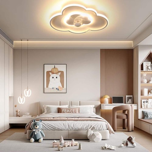 TOZING Ceiling Fans W/ Lights 20"x5" Modern Cloudy Shaped Mount W/ Remote White - Picture 7 of 12