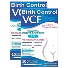 VCF Spermicide Gel Applicators 10 Count Pack of 2 for Effective Pregnancy Pre...