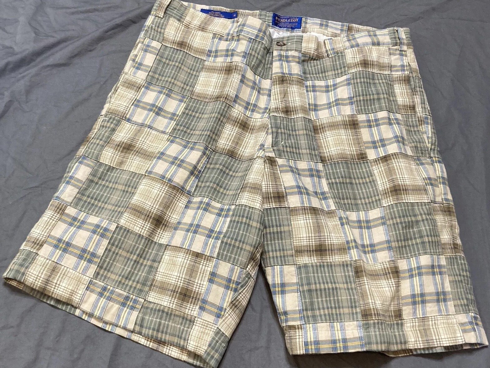 Pendleton Shorts Mens 36 Plaid Patchwork Cotton P… - image 1
