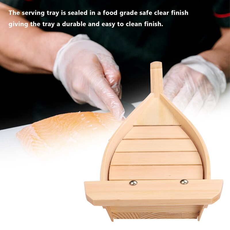 Vassoio Sushi A Forma Di Barca In Legno - 37x17x8 Cm, Per Ristorante, Casa, Antipasti, Sashimi, Decorativo