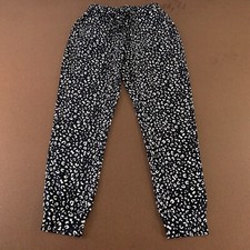 Women's Size Small Black White Printed Knit Drawstring Waist Joggers New