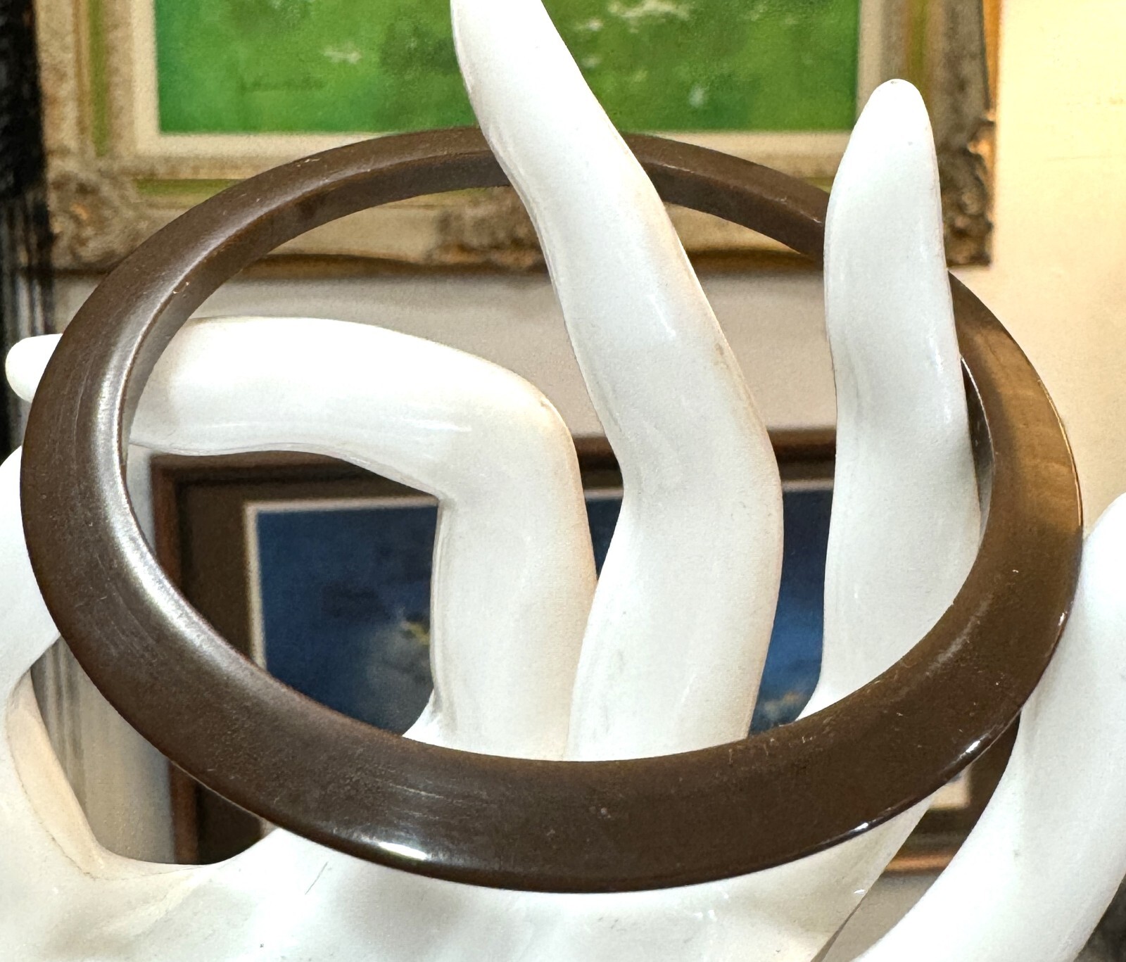 Vintage Bakelite Brown Stackable Thin Bangle Brac… - image 1