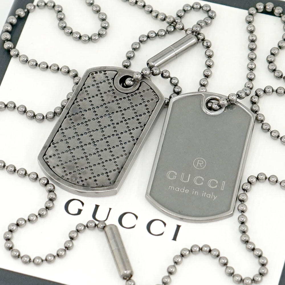GUCCI Double dog tags ball chain Necklace 23 GUCCI Double dog tags ball chain Necklace 23