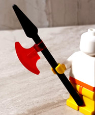 New LEGO Viking weapon Staff Spear with Axe Head Trans Red Clear Black Knight