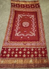 Premium quality pure gazzi silk bandhani gota patti handcrafted red dupatta