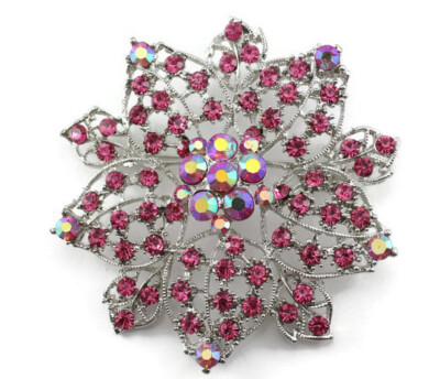 Pink Austrian Rhinestone Crystal Splendid Bridal Wedding Brooch Pin PN 2984
