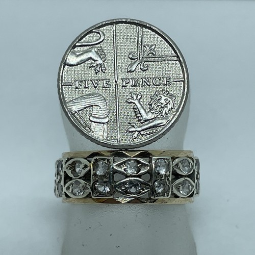 Vintage 9ct Yellow And White Gold Spinel 2 Row Full Eternity Ring. Size P 1/2 - Picture 12 of 14