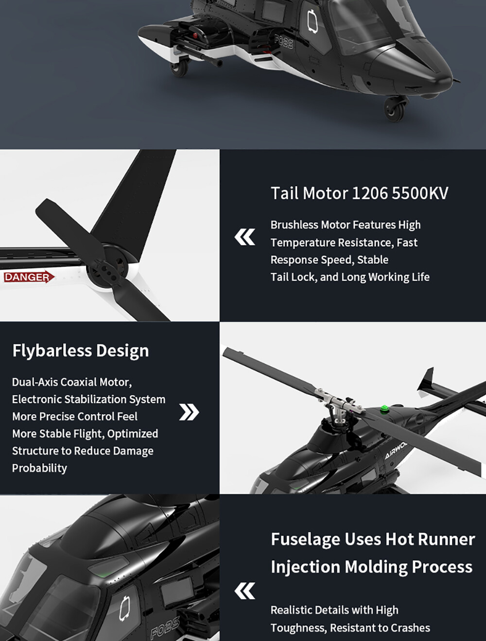 YUXIANG F02S Airwolf 9CH 2.4G GPS 3D Optical Flow Positioning RC RTF Helicopters