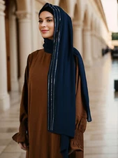 Rhinestone Hijab Long Scarf Women Chiffon Headscarf Wrap Cover Head Stoles Arab