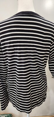 Chico's Black & White Striped 3/4 Sleeve shirt top Size 2 | eBay