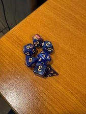 7 Dice set - shiny blue purple, polymer - D4, D6, D8, D10, D12, D20, D100