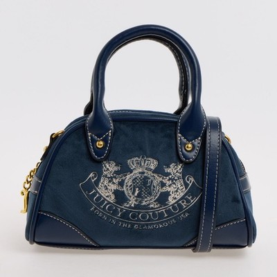 Juicy Couture Darcy Blau Mini Schultertasche Logo Reißverschluss abnehmbarer Riemen