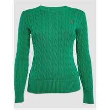 Ralph Lauren Sport Y2K Vintage Cotton Green Cable-Knit Crewneck Sweater size M