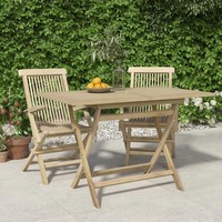 Teak Gartentisch Klappbar Massivholz 120X70X75 Cm Grau Terrasse