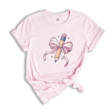 Coquette Teacher T-shirt, Coquette Pencil Bow T-shirt, Back To School Tee, Teach