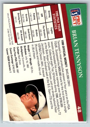 1991 Pro Set PGA Tour #48 Brian Tennyson - Bild 2 von 2