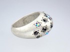 Sparkling Large Vintage Estate Silver Tone Rhinestone Floral Stars Bombe Ring 8 — photo 2