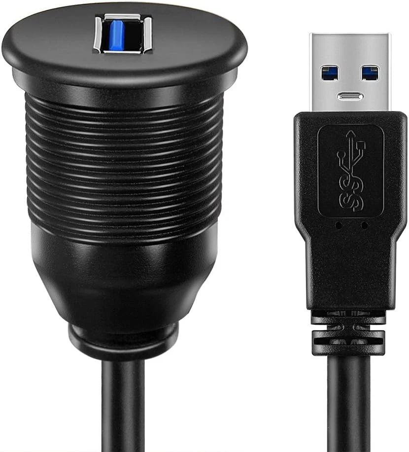 USB 3.0 Male to Female AUX Flush Mount Extension Cable for Car Truck black - Image 4 of 4