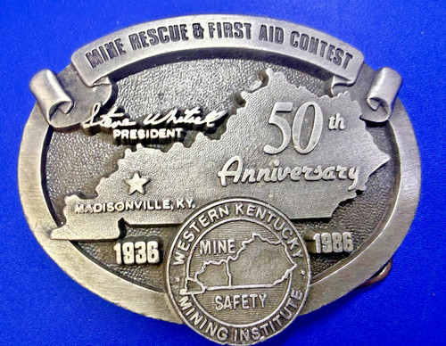 Kentucky Mine Rescue & First Aid Contest 1986 Safety Stonebridge Belt Buckle