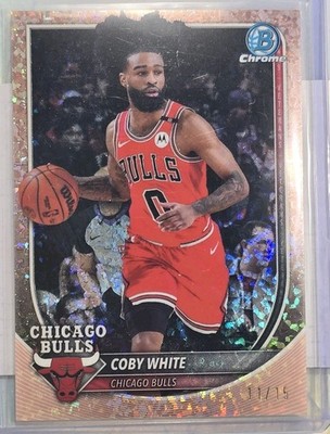 2025-26 Bowman Chrome Coby White Rose Gold Mini Diamond /15 Bulls 