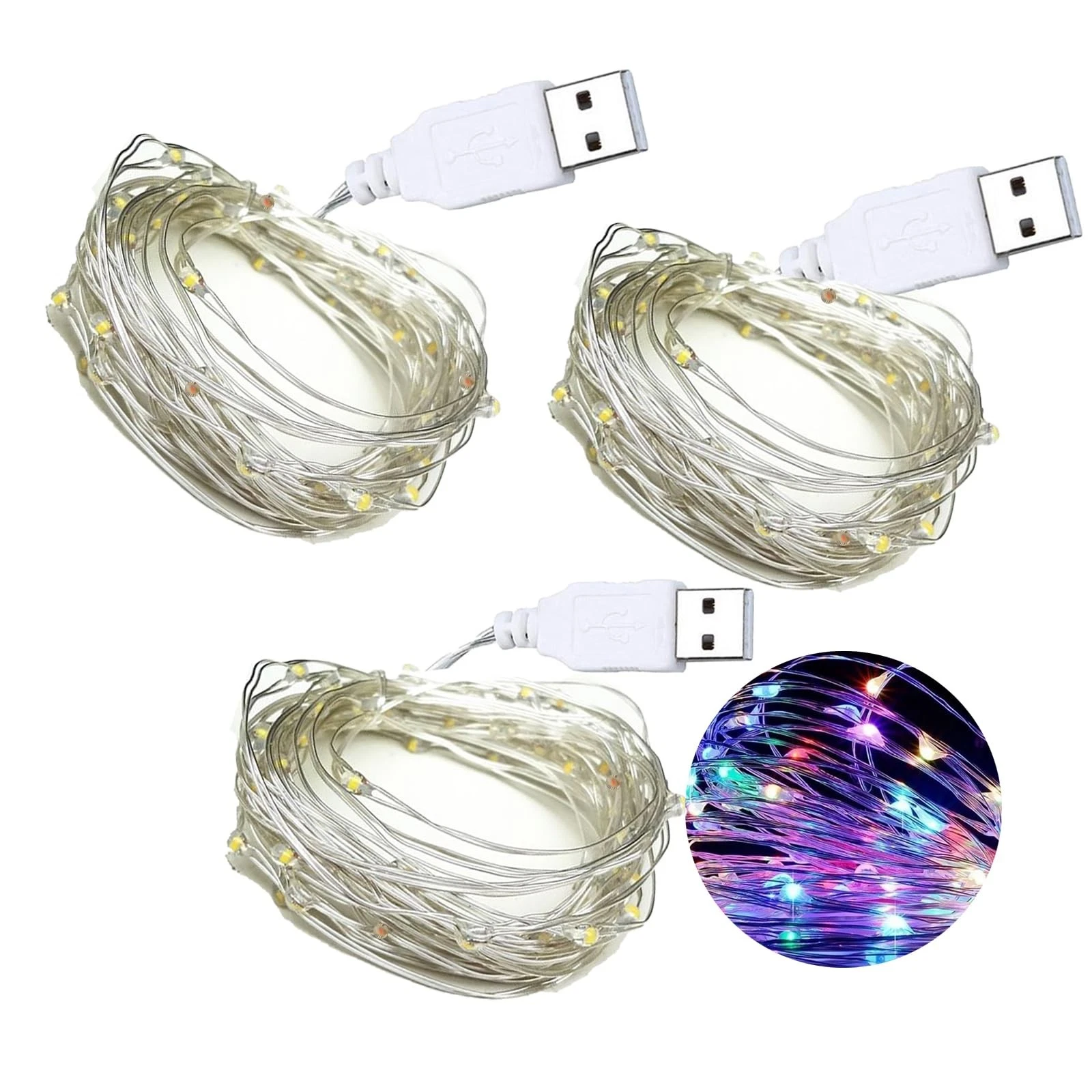 USB Fairy String Lights, 2m/6.56ft 20 LEDs USB Plug and Play Indoor DIY Decor...