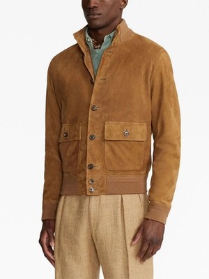 Brown Bomber Flight Real Leather Jacket For Men
