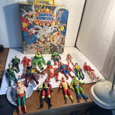 Vintage 1984+85 Kenner DC Super Powers Figure w/ Case + 15 Figures & Accessories