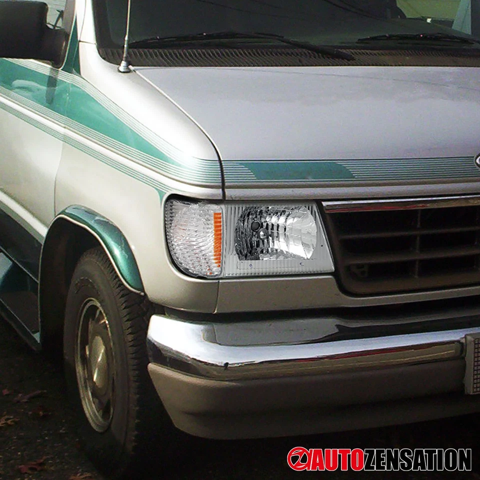 Fit 1992-2007 Ford E150 E250 E350 Econoline Headlights Lamps Left+Right 92-07 Foto 2 de 4
