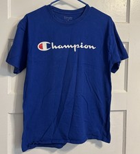 Champion Authentic Athleticwear Logo Boy  s Blue Jersey T-Shirt Size M