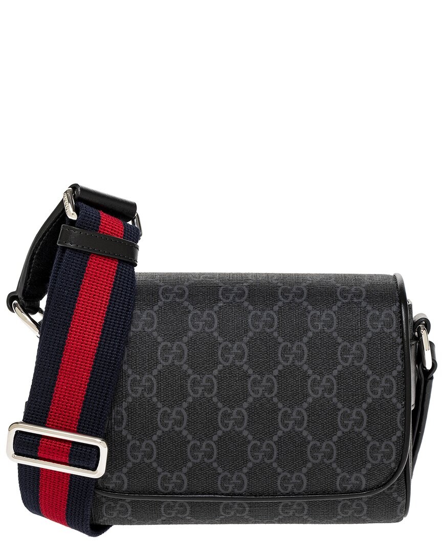 Gucci Gg Super Mini Gg Supreme Canvas & Leather Crossbody Men's Black