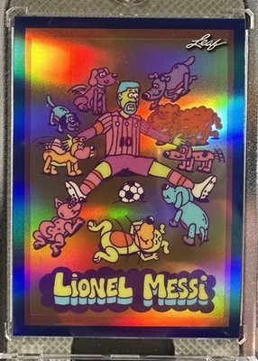 /49 Lionel Messi Blue Holo 2025 Leaf Metallic Imaginations #MI-6 Anime