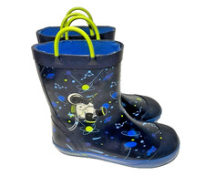 KAMIK Boys Navy Blue Space Rain Boots Children's Mid Length Pull-On, Kid Size 1