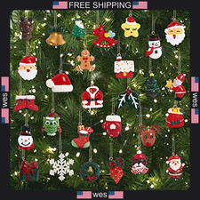30 pcs Christamas Tree Decorations Clearance,Mini Resin Ornaments for Christmas