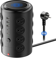 Surge Protector Power Strip 10 FT Cord,  Vertical Power Tower