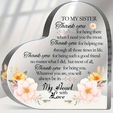 "Thank You For Being You" Heart Acrylic Plaque Sister Gift Desktop Decoration