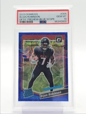 BIJAN ROBINSON 2023 DONRUSS OPTIC RATED ROOKIE BLUE SCOPE RC PSA 10 Q0481