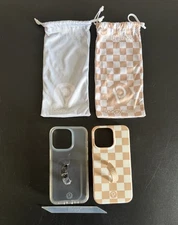 Bundle Of 2 iPhone 13 Pro 6.1” Loopy Cases with Loop Grip Checkered & Clear