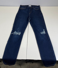 Cello Womens High Rise Dark Wash Distressed Knees Skinny Jeans Sz 11