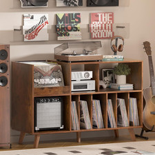 LELELINKY Large Record Player Stand, 48   Turntable Stand with Storage, Vinyl Rec