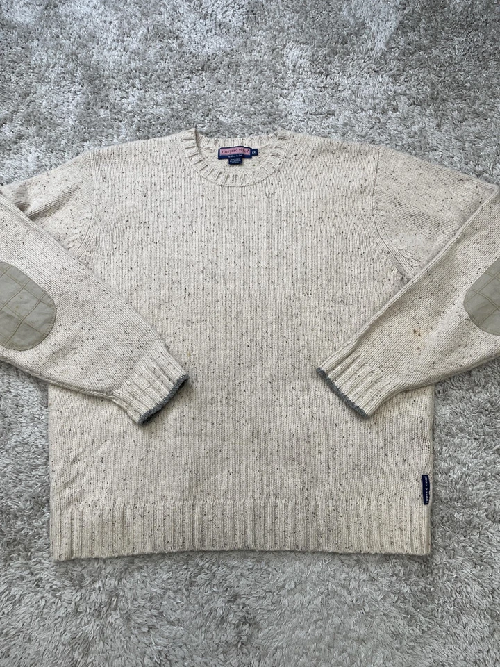 Suéter Vineyard Vines Para Hombres 2XL Avena Donegal Lana de Cordero Cuello Redondo Parche en el Codo Foto 2 de 4