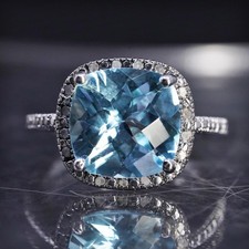 Size 8.25, vintage sterling silver 925 engagement ring with Swiss Blue Topaz