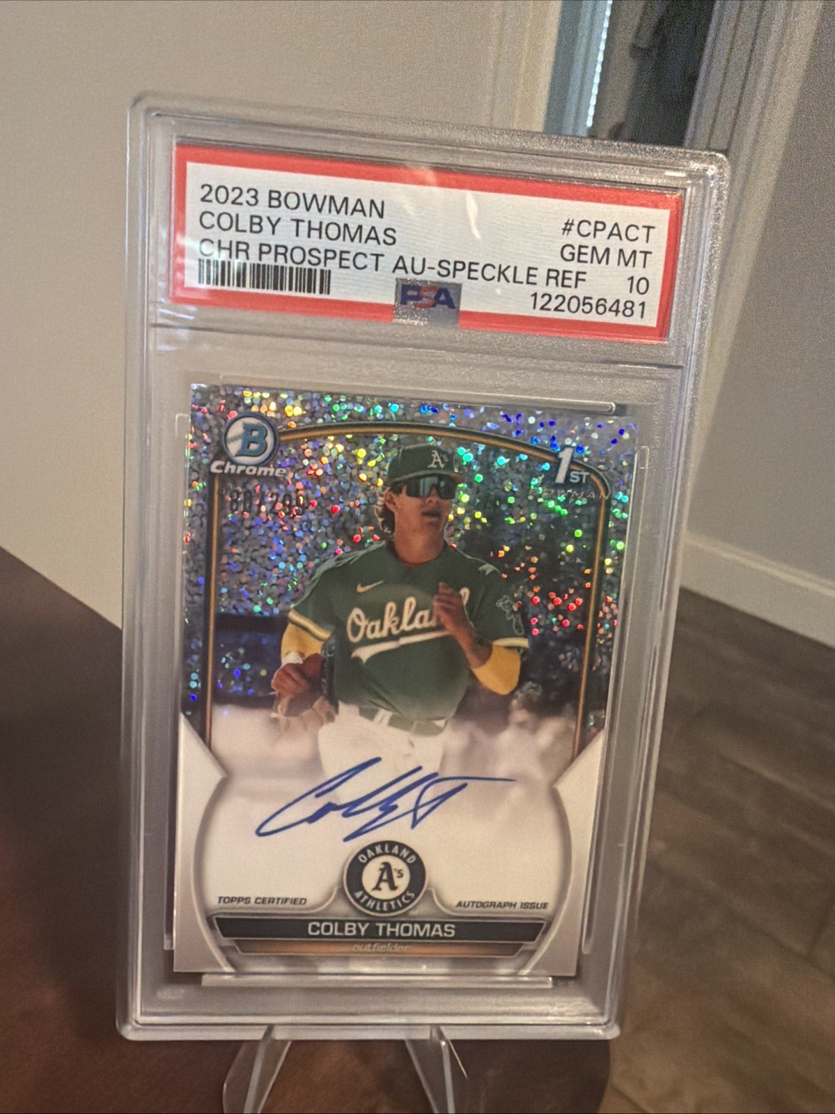 2023 Bowman Chrome Colby Thomas #CPA-CT Speckle Refractor Auto /299 PSA 10