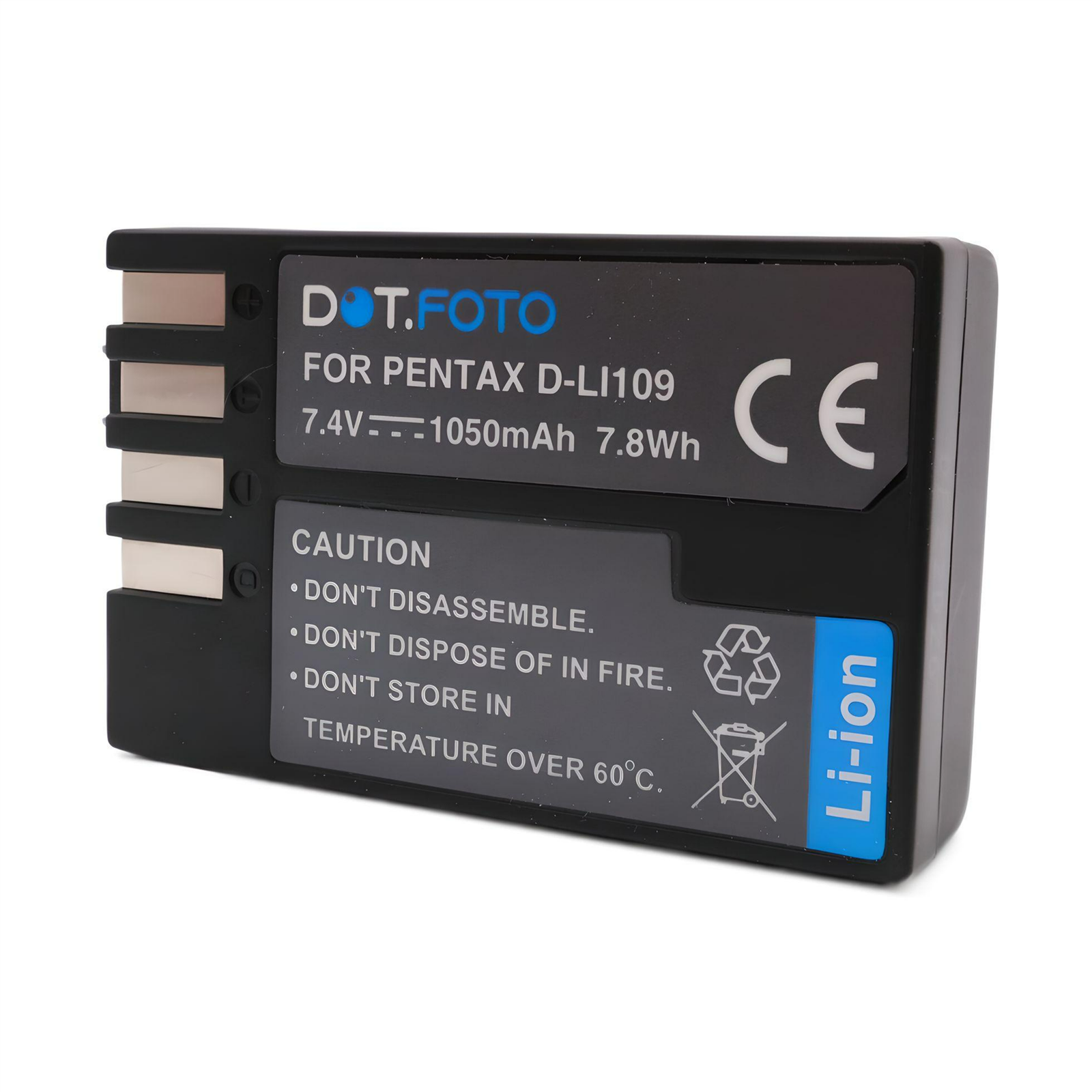 D-LI109 1050mAh Battery for Pentax K-30, K-50, K-70, K-500, KP, K-r, K-S1, K-S2