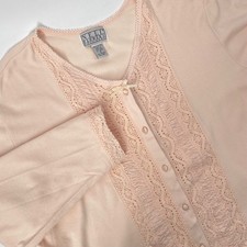 Vintage 90s Peach Lace Button Pajama Top Sleep Shirt Coquette Cottagecore XL