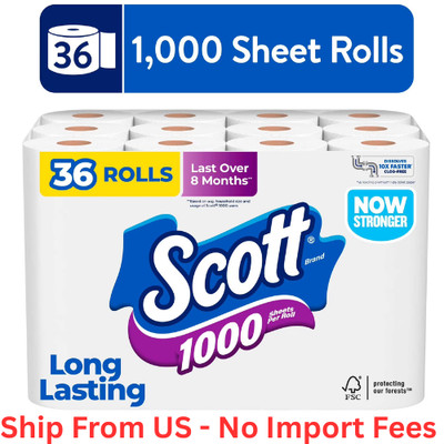 SALE! Scott 1000 Toilet Paper, 36 Rolls, 1000 Sheets Per Roll, Free Ship US