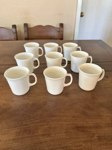9 Vintage D White Frost Corning USA Coffee Tea Cups Mugs 