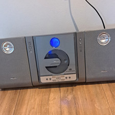 Philips MCM240 Micro HiFi System CD AM/FM Radio Silver/Grey TESTED & WORKING