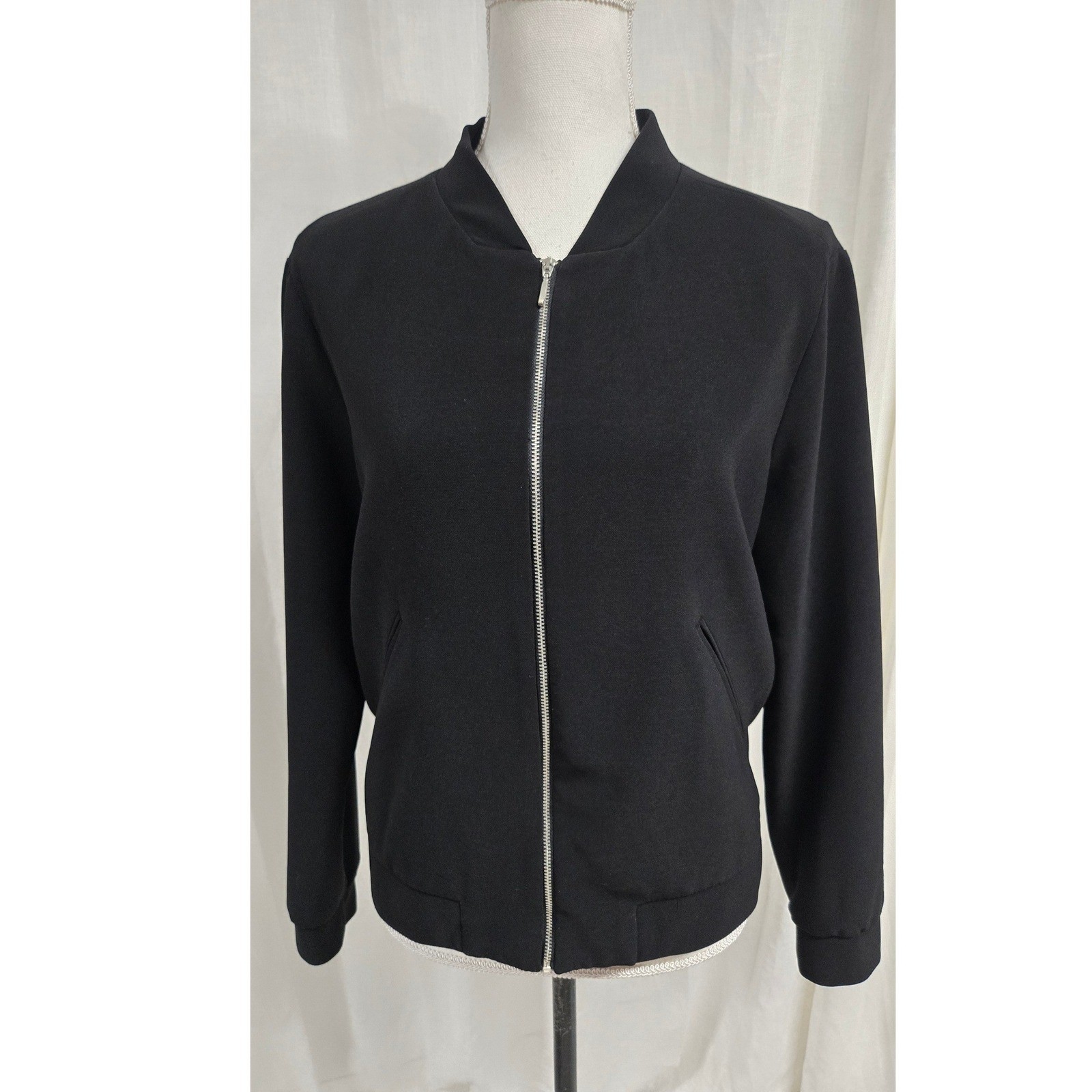 Zara Basic Bomber Jacket Full Zip Lightweight Poc… - image 8