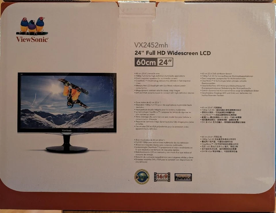 NEW ViewSonic VX2452MH 24 Inch Full HD Widescreen LCD, Box never opened. - Image 2 of 4
