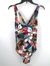 NWT KONA SOL One piece Swimsuit Women Large Multicolor Floral Tropical Med Cover